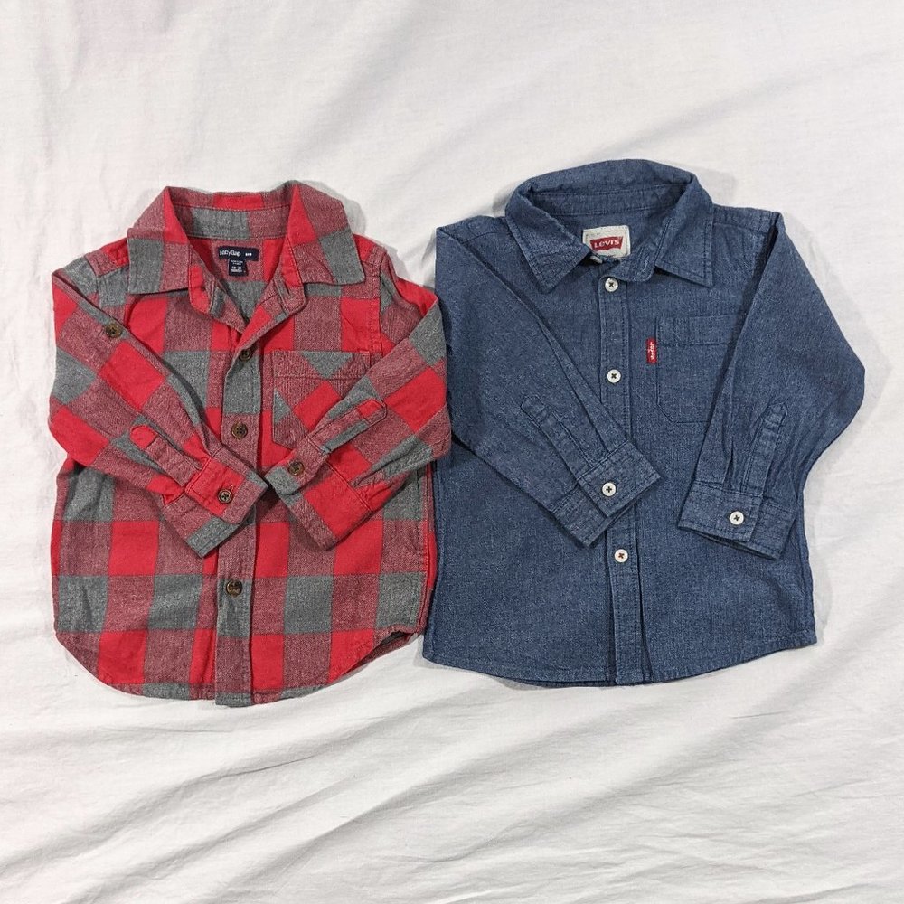 2 for $20 2pc Bundle Levi's/Gap Plaid/Denim Shirts Size 12m